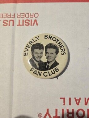 American Vintage Cream and Black Everly Brothers Fan Club Pin